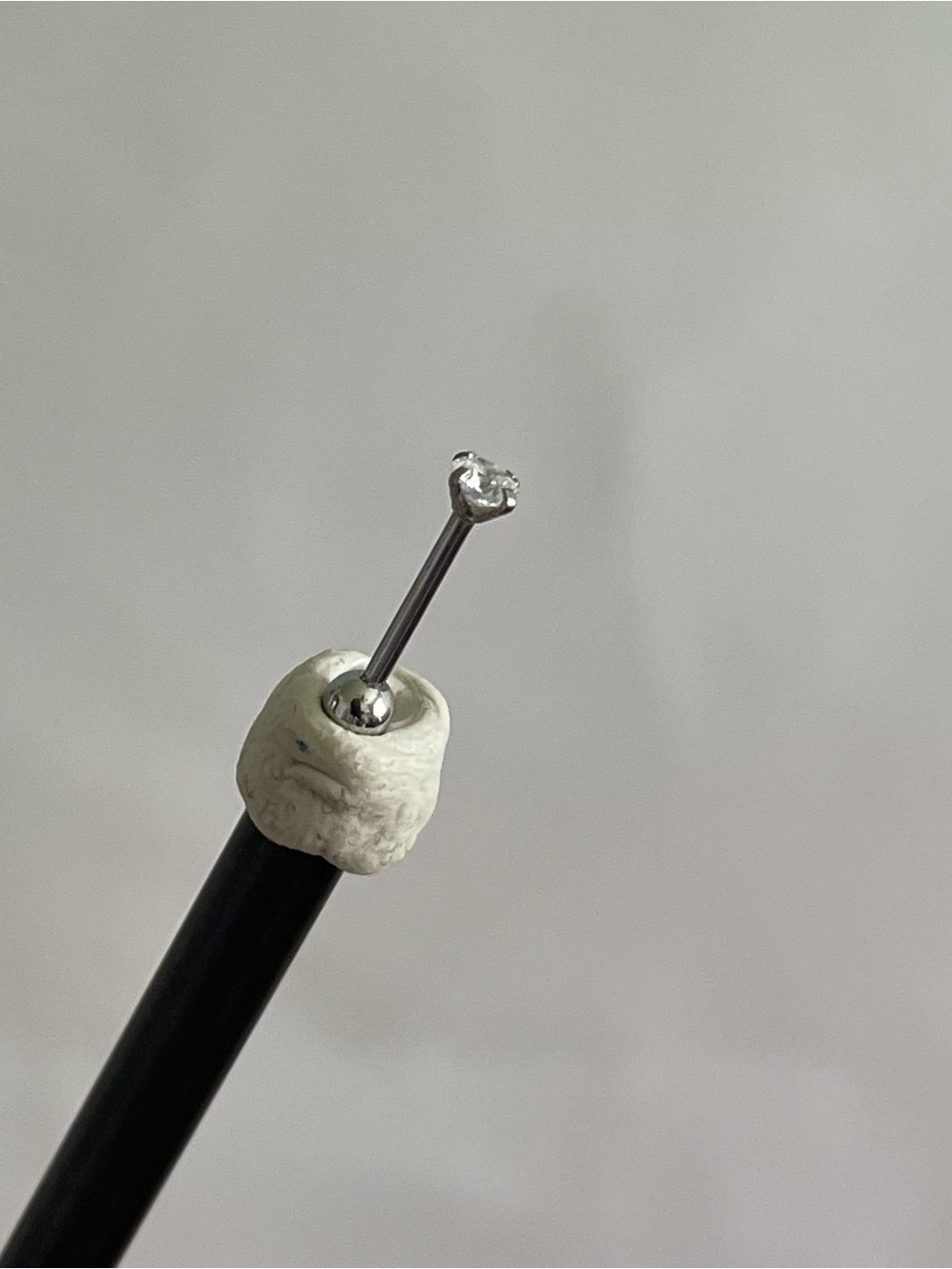 Silver Steel CZ Prong-Set Threaded Labret Body Jewelry